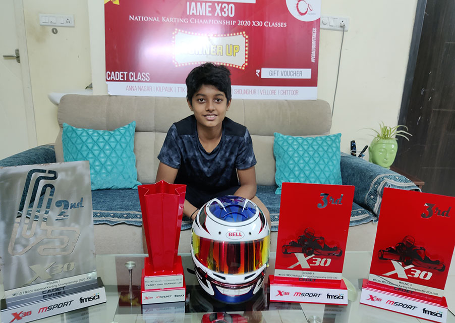 Anshul Sai S, studying in 7<sup>th</sup> C of Vidyanikethan School. He started his karting career in JAN 2019, with BIRELART INDIA TEAM, In MICROMAX Category and he has procured the following trophies2019 FMSCI NATIONAL ROTAX KARTING CHAMPIONSHIP, 2ND RUNNER UP NATIONAL CHAMPIONSHIP TROPHY, NEW COMER OF THE YEAR TROPHY, 2 TROPHIES IN 5 RACES (2 PODIUMS), 2020 MECO FMSCI NATIONAL X30 KARTING CHAMPIONSHIP, 2ND RUNNER UP NATIONAL CHAMPIONSHIP TROPHY, 3 TROPHIES IN 5 RACES (3 PODIUMS), 2021 FMSCI NATIONAL ROTAX KARTING CHAMPIONSHIPHe was the 5<sup>th</sup> fastest go karting racer in India. He moved to JUNIOR MAX Category from MICROMAX and only with 5 days of practice, he finished the race by bagging 8th place in the championship. He has practiced karting both in India as well as Italy and now is getting ready for this year’s FMSCI National ROTAX karting championship.