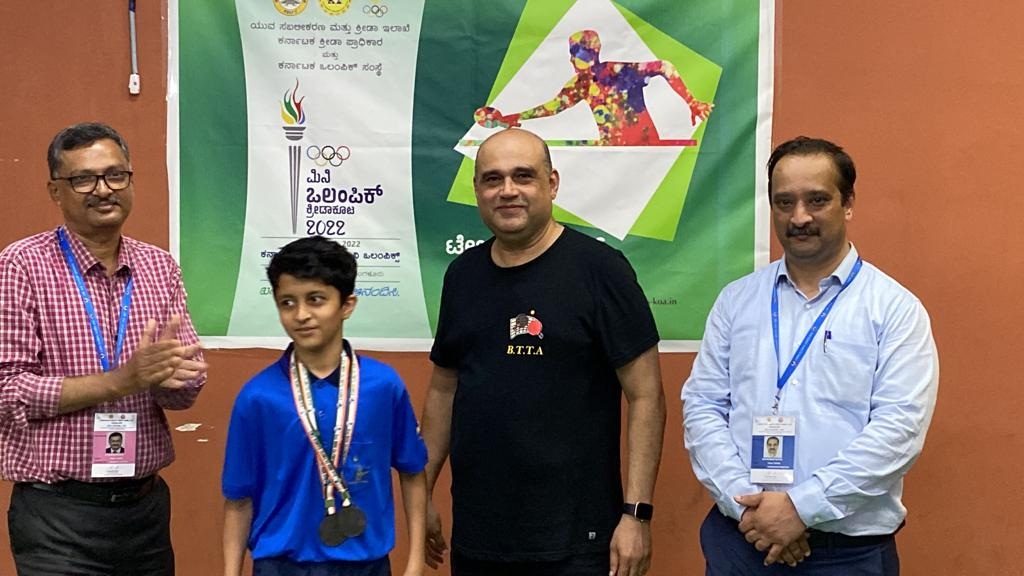<strong>Atharva Mangesh</strong> of grade 7 participated in Karnataka Mini Olympics and bagged three medals. He won a silver in the team event, a bronze in singles (Table Tennis) and another bronze in the doubles (Table Tennis). Heartiest congratulations to Atharva for this exemplary display of sportsmanship!