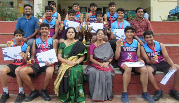 The VNS Under-16 Basketball Team participated in the Claret Cup 2022, organized by St. Claret School, and won the championship by defeating DPS South in the final match. The Best Individual Player Trophy was awarded to <strong>Daksh Magesh</strong>.