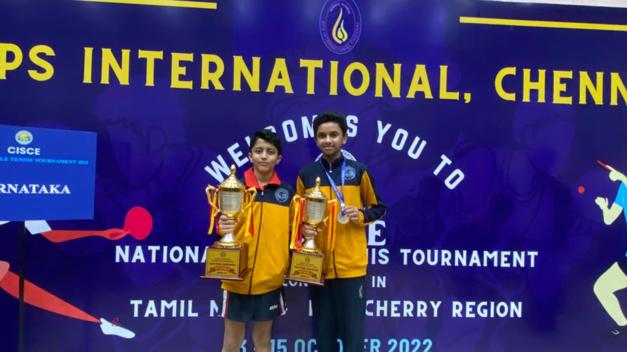 <ul><li><strong>Atharva Nawarange</strong> of grade 7 won silver medals in the team event as well as singles in the Under -14 CISCE National Table Tennis Tournament held at NPS International, Chennai-TN,  between13th October 2022  and 15th October 2022.</li><li><strong>Siddhanth Vasan</strong> of grade 9 won a silver medal (team event) in the Under -17 CISCE National Table Tennis Tournament held at NPS International, Chennai-TN, between13th October 2022  and 15th October, 2022.</li></ul>